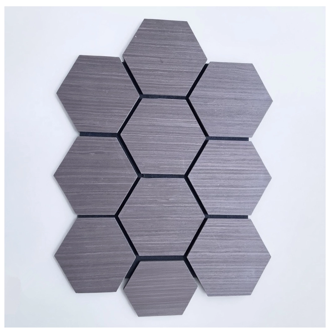 Soundproof Hexagon Polyester Fringe Panels for Home Studio And Recording StudioFlexible Curly Bendable Acoustic Wall Panels with 3D Wave Shape for Decorative UseModern Interior Acoustic Wall Panels Wi