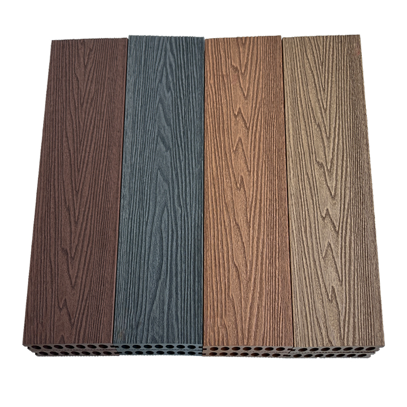 Traditional Outdoor Terrace Wooden Appearance Co-extruded Waterproof WPC Board Paving Smooth 3D Embossed Hollow Brushed Top