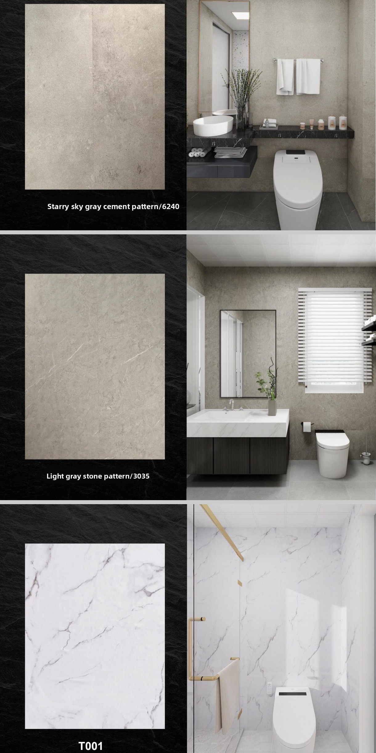 Waterproof SPC wall panels for bathroom