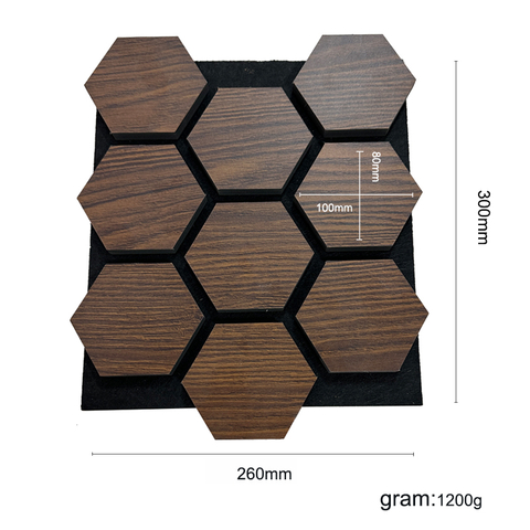 Lightweight Hexagon Wooden Acoustic Panel, Small Size DIY Sound Absorbing Wall Tiles