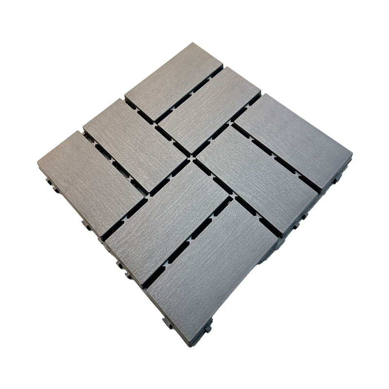 DIY KSL WPC Brushed Waterproof Outdoor Modern Decking Board Click Installation Square 30x30cm Gray