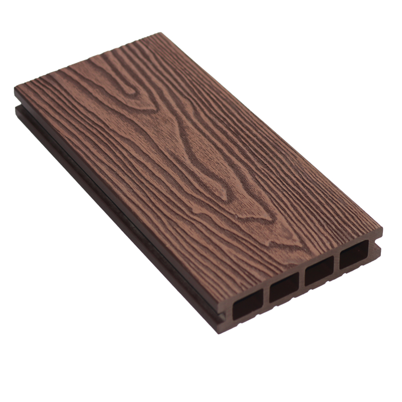 Traditional Outdoor Terrace Wooden Appearance Co-extruded Waterproof WPC Board Paving Smooth 3D Embossed Hollow Brushed Top