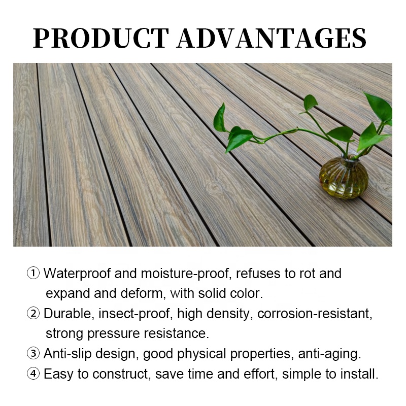Outdoor Patio Composite Embossed Wpc Flooring Anti-uv Wpc Decking