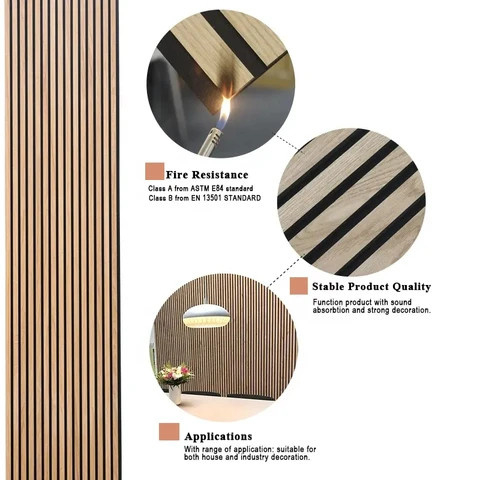 Bass Trap Luxury Soundabsorbing Modern 3D Home Interior Decoration Sound Proof Mdf Natural Wood Decor Walls Slat Acoustic Panels
