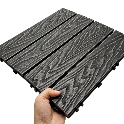 Wood-plastic DIY flooring, waterproof and UV-resistant wood-plastic deck tiles, 22mm interlocking, for outdoor gardens, patios and balconies