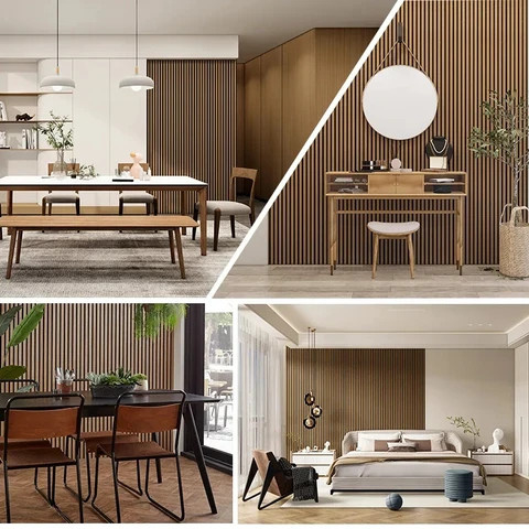 Bass Trap Luxury Soundabsorbing Modern 3D Home Interior Decoration Sound Proof Mdf Natural Wood Decor Walls Slat Acoustic Panels