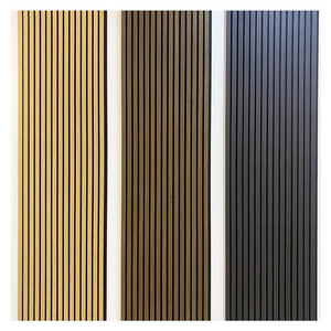 Samples Natural Oak And Walnut Wood Veneer MDF Slat Wall Akupanel Acoustic PVC Panels Sound Proof Acoustic Panels for Indoor