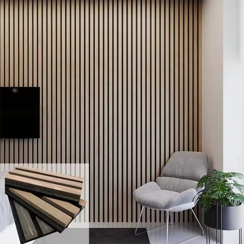 Bass Trap Luxury Soundabsorbing Modern 3D Home Interior Decoration Sound Proof Mdf Natural Wood Decor Walls Slat Acoustic Panels