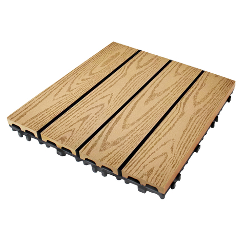 Modern Design Outdoor Decking Tiles DIY Wood Plastic Composite Hollow WPC with Brushed Finish for Patio Decks Terrazzo Floors