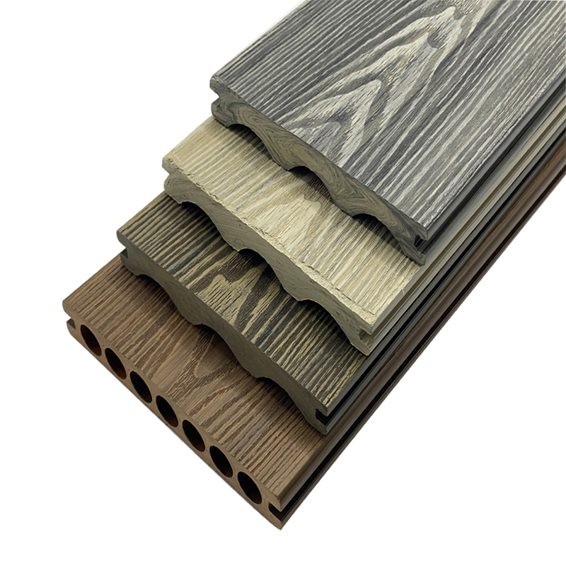 Traditional Design Outdoor Terrace Paving Wood Plastic Composite (WPC) Waterproof 3D Embossed Brushed Surface Wood Grain Finish