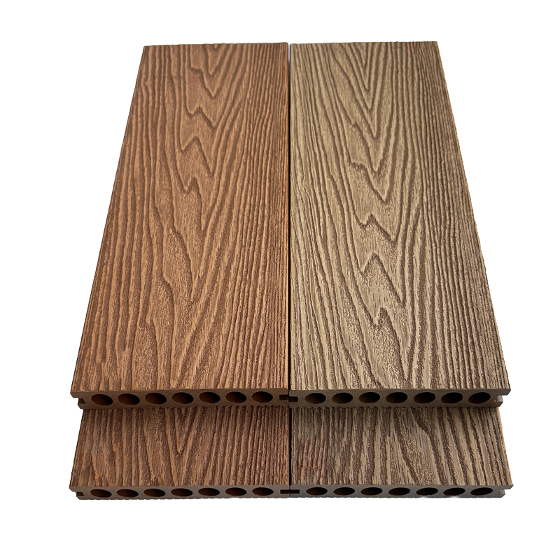 Traditional Outdoor Terrace Wooden Appearance Co-extruded Waterproof WPC Board Paving Smooth 3D Embossed Hollow Brushed Top