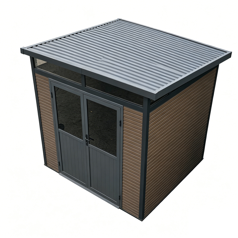 WPC Tool Shed Waterproof 3D Embossed Garden Storage Shed Low Maintenance Outdoor WPC Storage House 