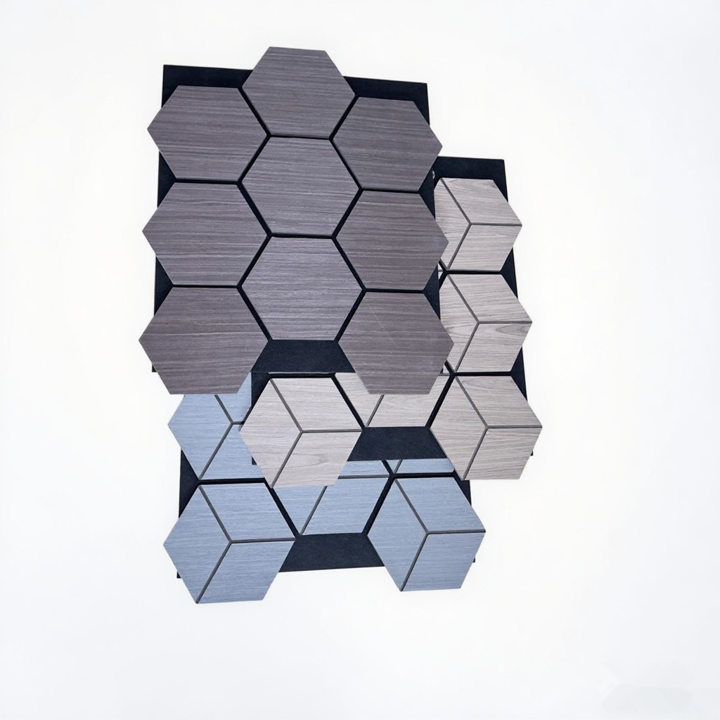 Soundproof Hexagon Polyester Fringe Panels for Home Studio And Recording StudioFlexible Curly Bendable Acoustic Wall Panels with 3D Wave Shape for Decorative UseModern Interior Acoustic Wall Panels Wi