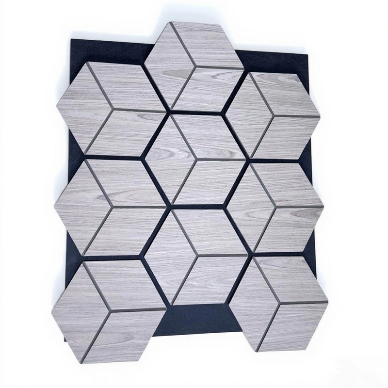 Soundproof Hexagon Polyester Fringe Panels for Home Studio And Recording StudioFlexible Curly Bendable Acoustic Wall Panels with 3D Wave Shape for Decorative UseModern Interior Acoustic Wall Panels Wi