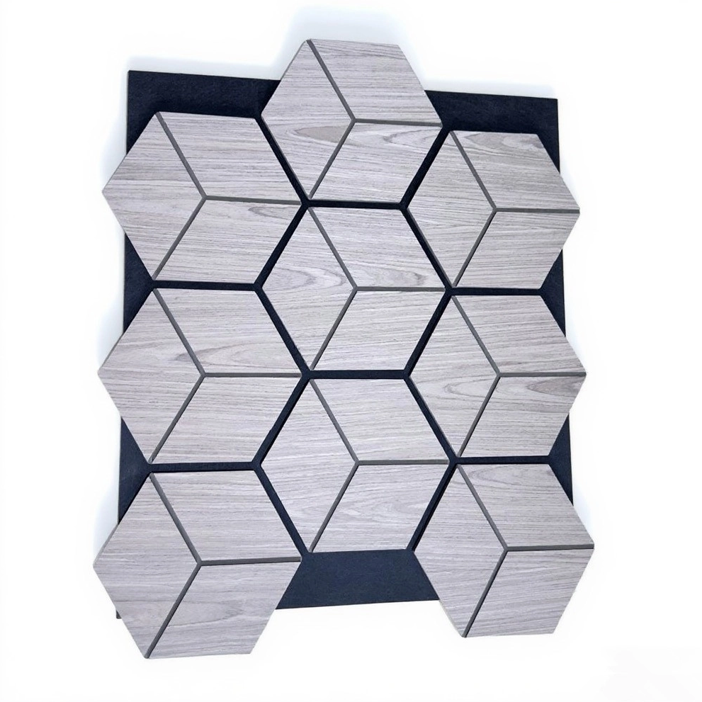 Soundproof Hexagon Polyester Fringe Panels for Home Studio And Recording StudioFlexible Curly Bendable Acoustic Wall Panels with 3D Wave Shape for Decorative UseModern Interior Acoustic Wall Panels Wi