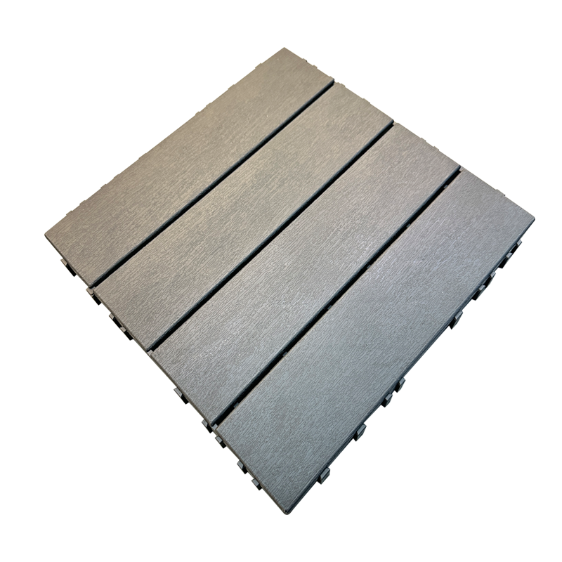 DIY KSL WPC Brushed Waterproof Outdoor Modern Decking Board Click Installation Square 30x30cm Gray