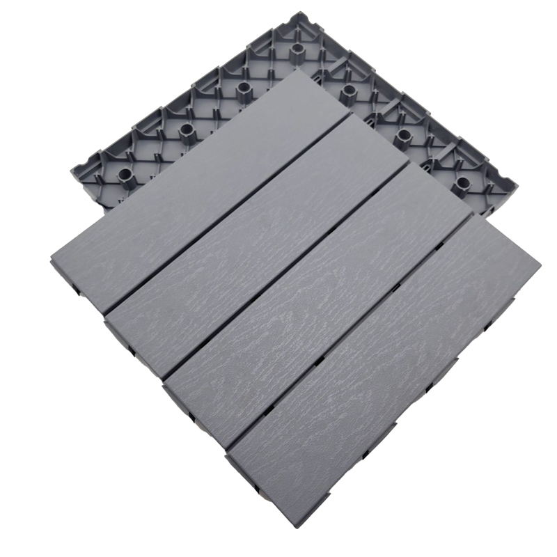 DIY KSL WPC Brushed Waterproof Outdoor Modern Decking Board Click Installation Square 30x30cm Gray