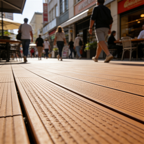 Waterproof 3D Embossed Decking Smooth Traditional Contemporary Wood-Plastic Composite Flooring for Outdoor Deep Landscape