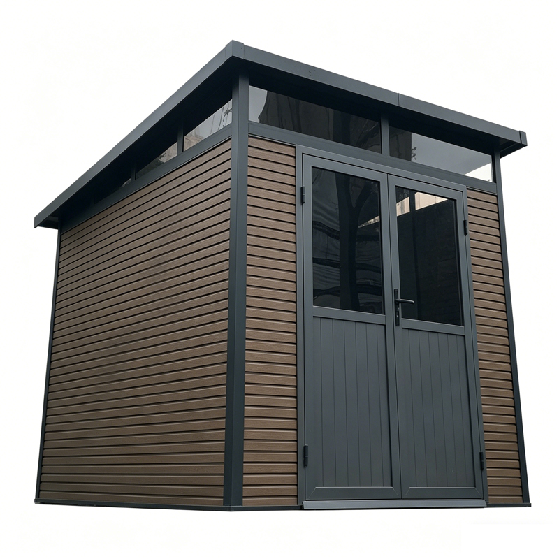 WPC Tool Shed Waterproof 3D Embossed Garden Storage Shed Low Maintenance Outdoor WPC Storage House 