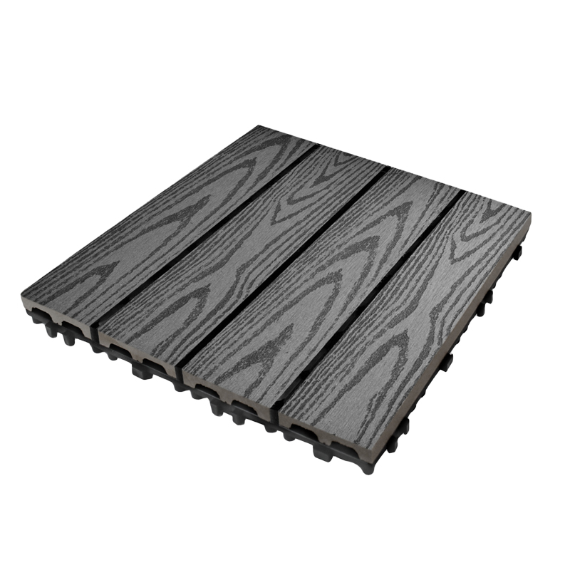 Modern Design Outdoor Decking Tiles DIY Wood Plastic Composite Hollow WPC with Brushed Finish for Patio Decks Terrazzo Floors