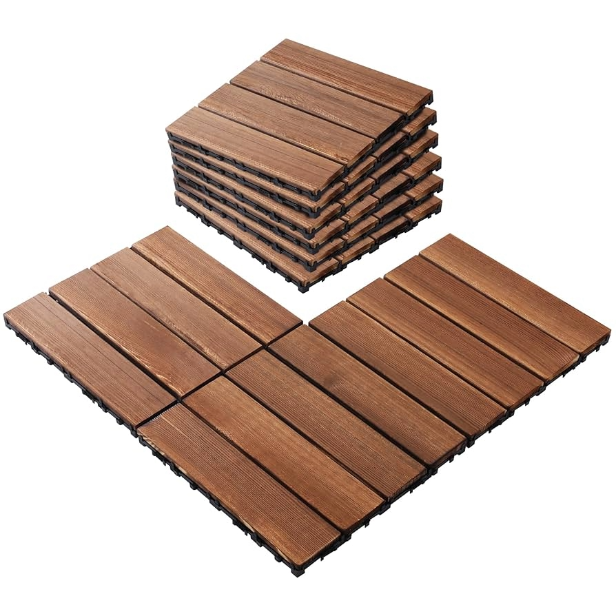 Black wood-plastic flooring tiles DIY outdoor flooring patio interlocking flooring garden terrace