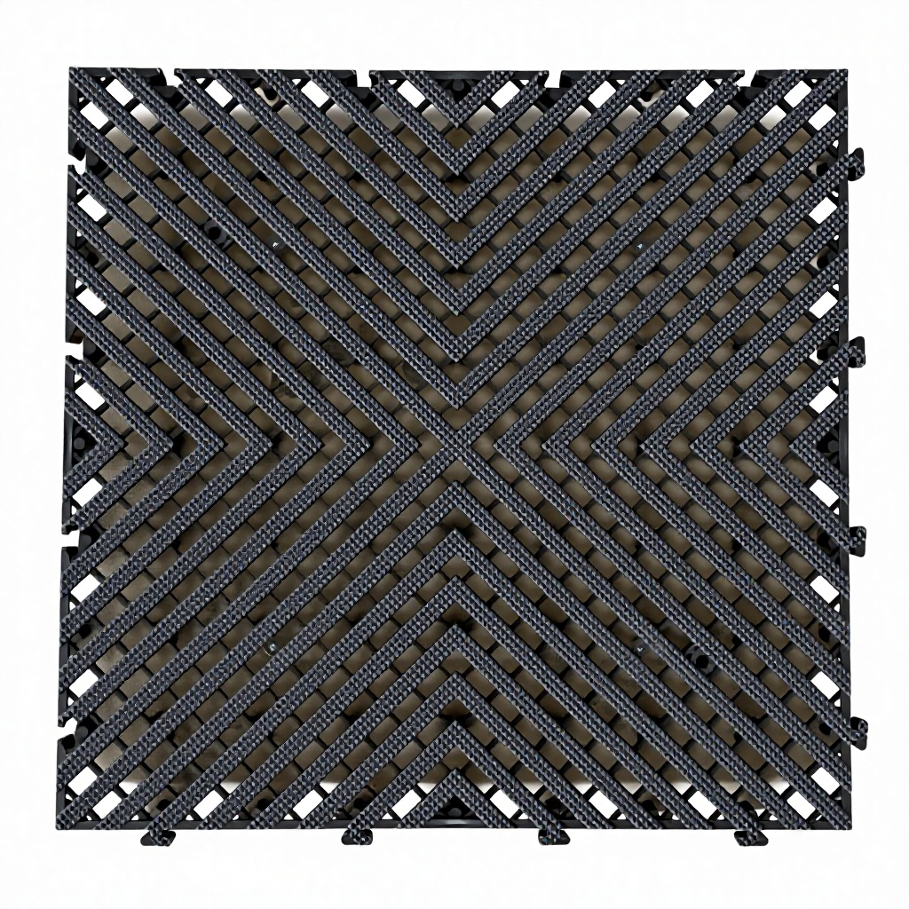 Interlocking Drainage Car Wash Floor Tiles Heavy Duty Plastic Garage Flooring