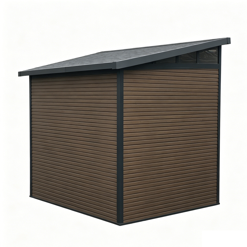 WPC Tool Shed Waterproof 3D Embossed Garden Storage Shed Low Maintenance Outdoor WPC Storage House 