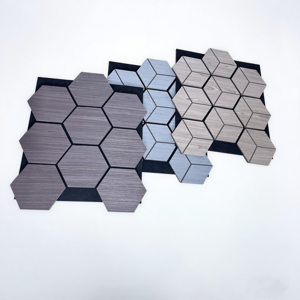 Soundproof Hexagon Polyester Fringe Panels for Home Studio And Recording StudioFlexible Curly Bendable Acoustic Wall Panels with 3D Wave Shape for Decorative UseModern Interior Acoustic Wall Panels Wi
