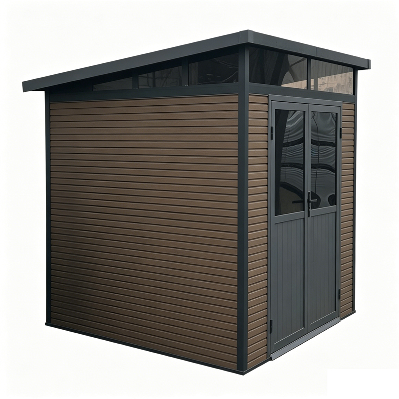 WPC Tool Shed Waterproof 3D Embossed Garden Storage Shed Low Maintenance Outdoor WPC Storage House 