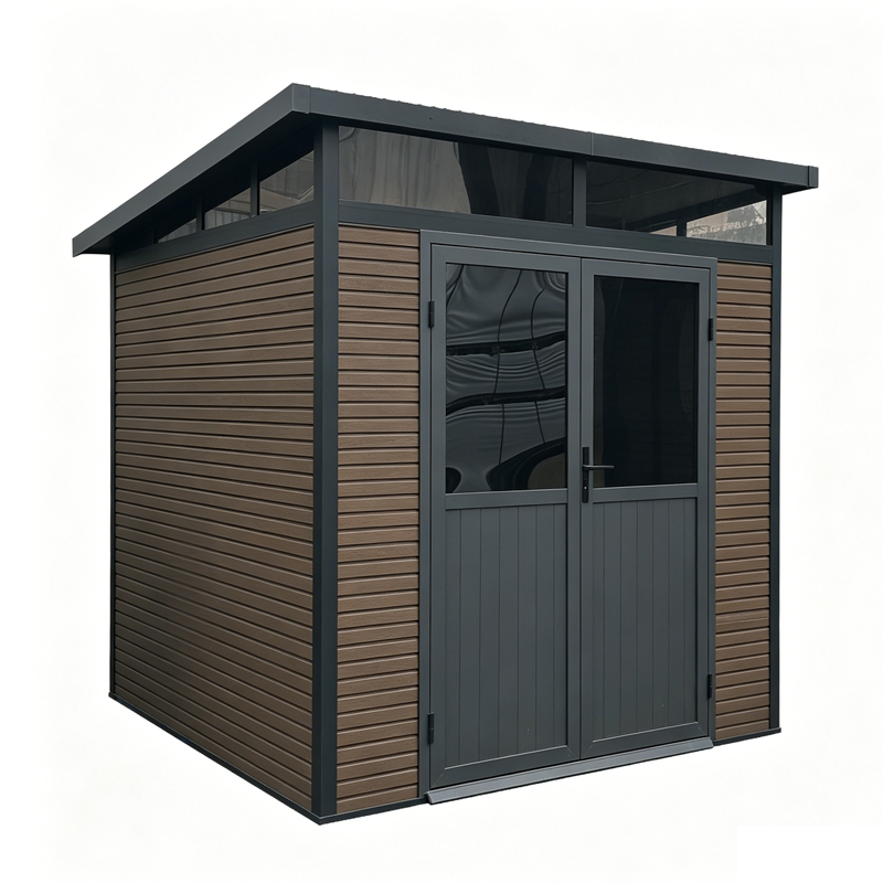 WPC Tool Shed Waterproof 3D Embossed Garden Storage Shed Low Maintenance Outdoor WPC Storage House 