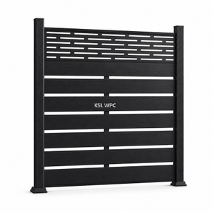 WPC Privacy Fence Panel with Decorative Slotted Lattice