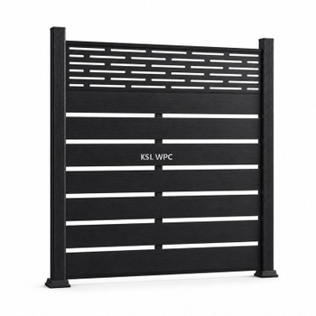 WPC Privacy Fence Panel with Decorative Slotted Lattice