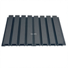 Modern villa exterior with grey WPC slatted cladding panels on building facade