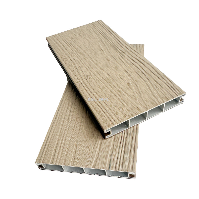 Cross section of aluminum co-extruded WPC decking rigid alloy core ASA wood plastic cap anti warp