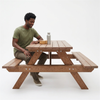 WPC outdoor picnic bench set with table and two benches, waterproof and UV-resistant composite material