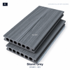 Cream rice beige wood grain 6-round hollow WPC decking board, outdoor composite deck flooring for garden terrace