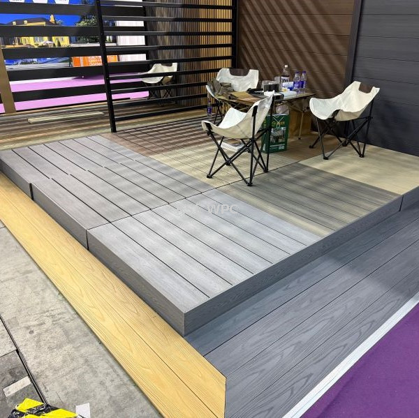 3D embossed co-extrusion composite deck board poolside flooring