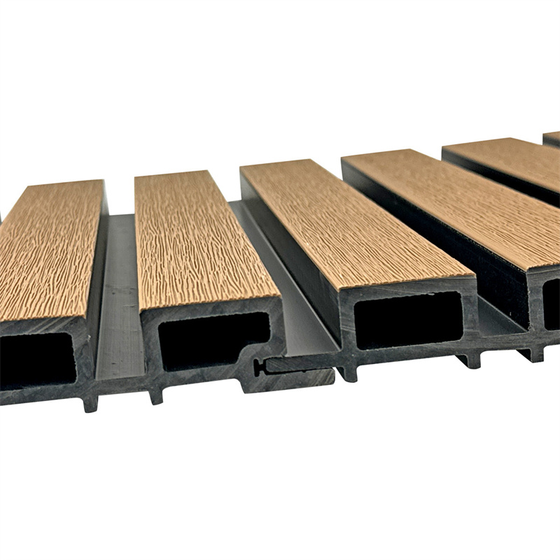 Waterproof Outdoor WPC Great Wall Cladding, Fluted Hollow Exterior Wall Panel Anti-UV