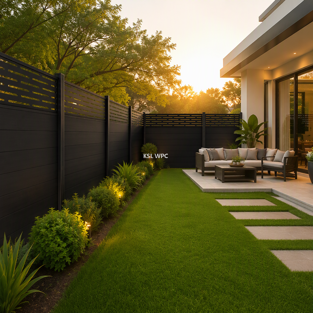 1500x1760mm Modern WPC Composite Fence Panel with Aluminum Post Durable No-Paint Garden Privacy Fencing Direct Factory