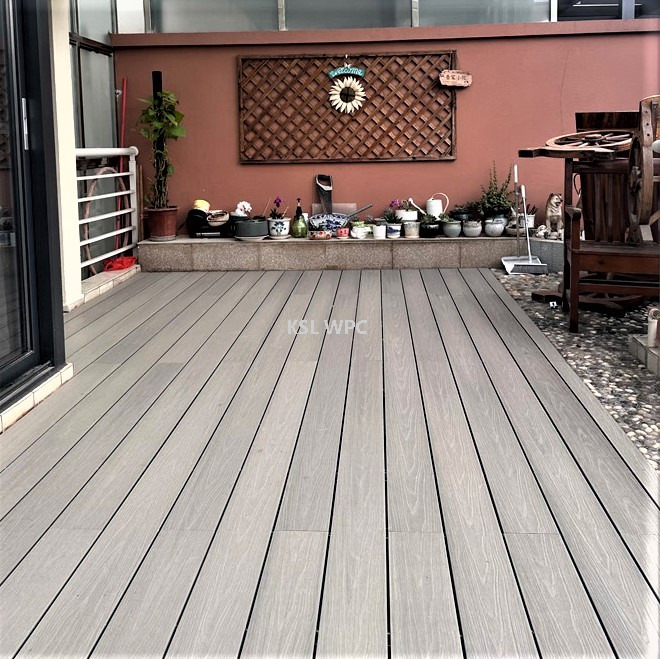 Teak Color Co-extrusion Composite Decking Boards with Wood Grain Texture