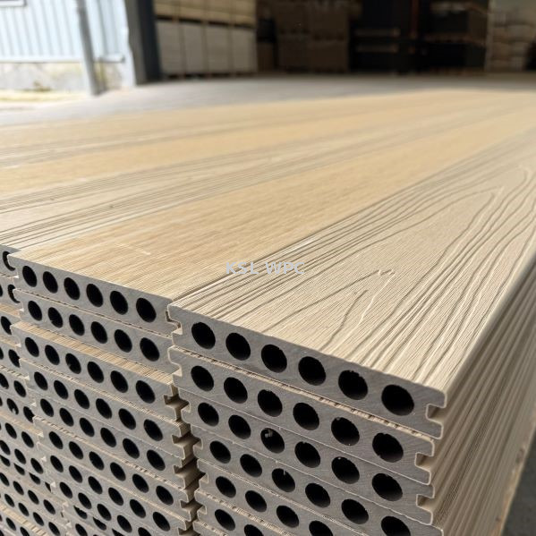 Solid double co-extruded composite deck cross section thick ASA capstock anti scratch
