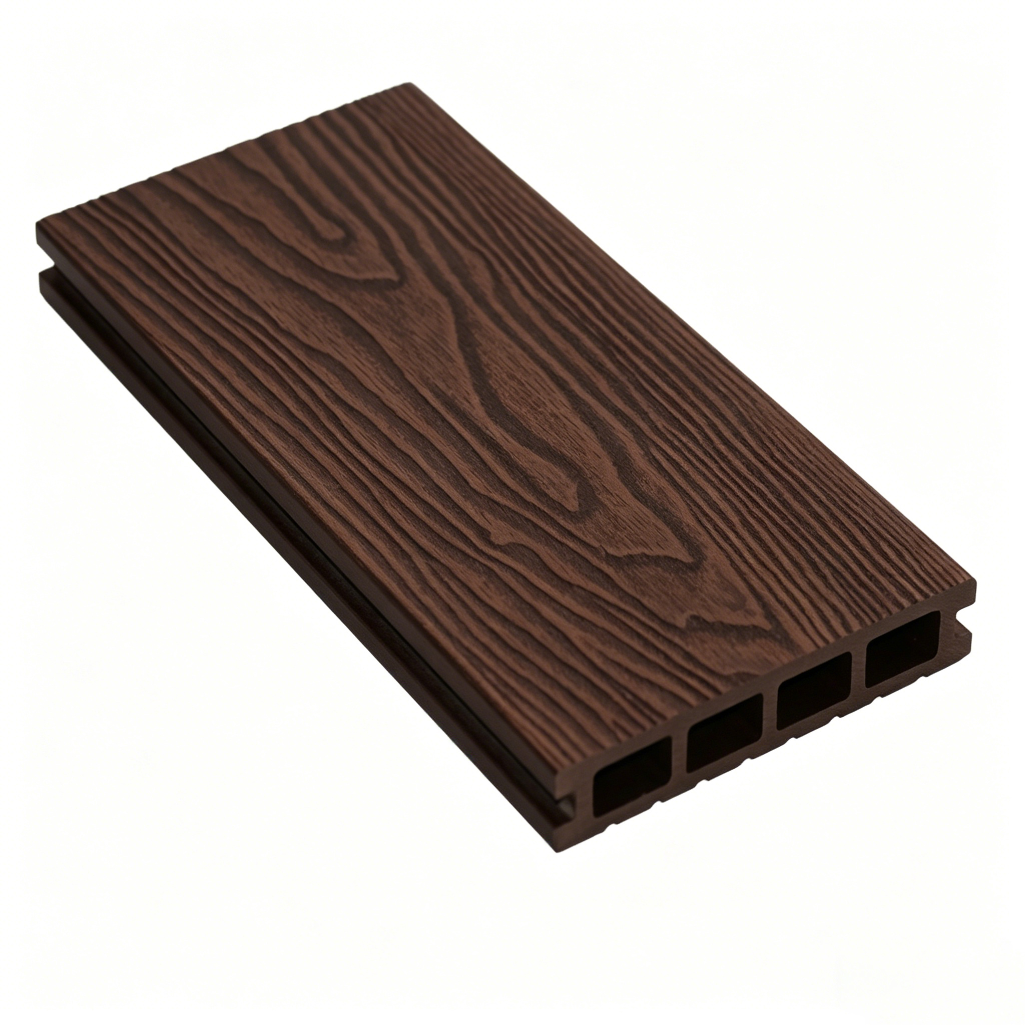 3D Embossed Wood Grain Texture on WPC Decking Board - Realistic Wood Look