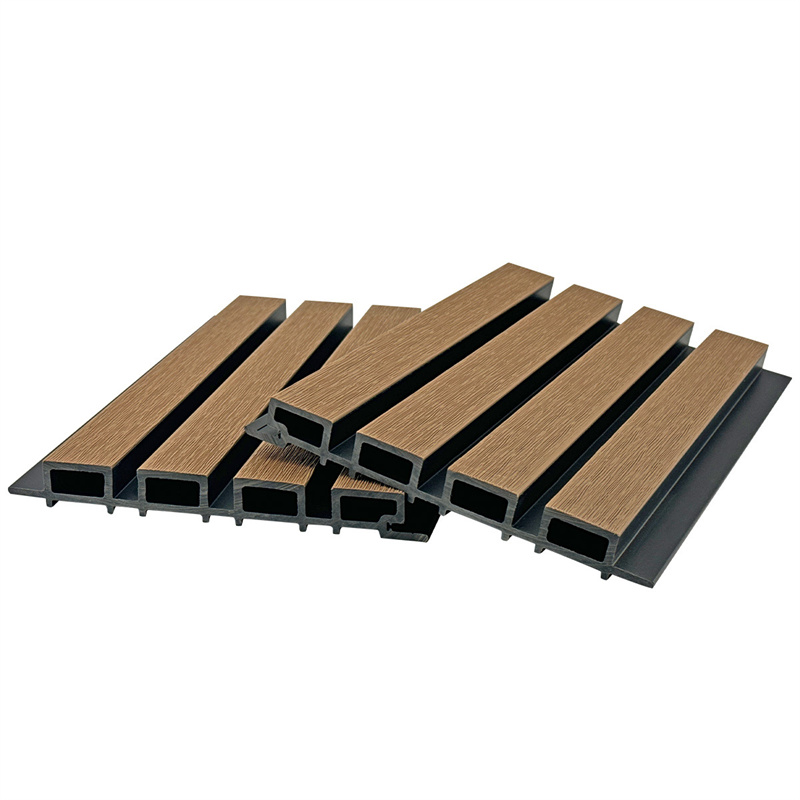 Waterproof Outdoor WPC Great Wall Cladding, Fluted Hollow Exterior Wall Panel Anti-UV