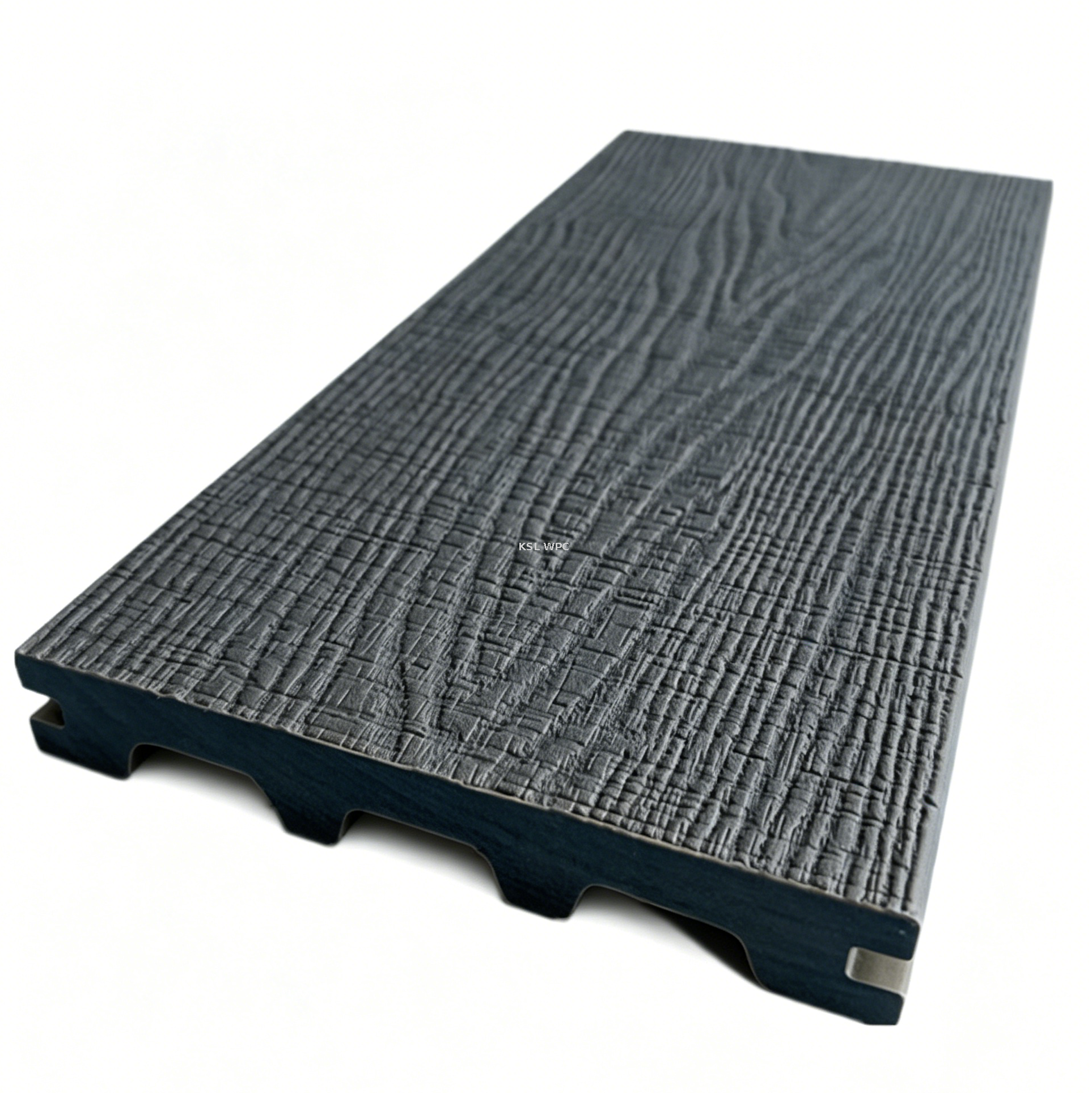 M-shaped solid co-extruded WPC decking ASA capped outdoor patio floor interlocking