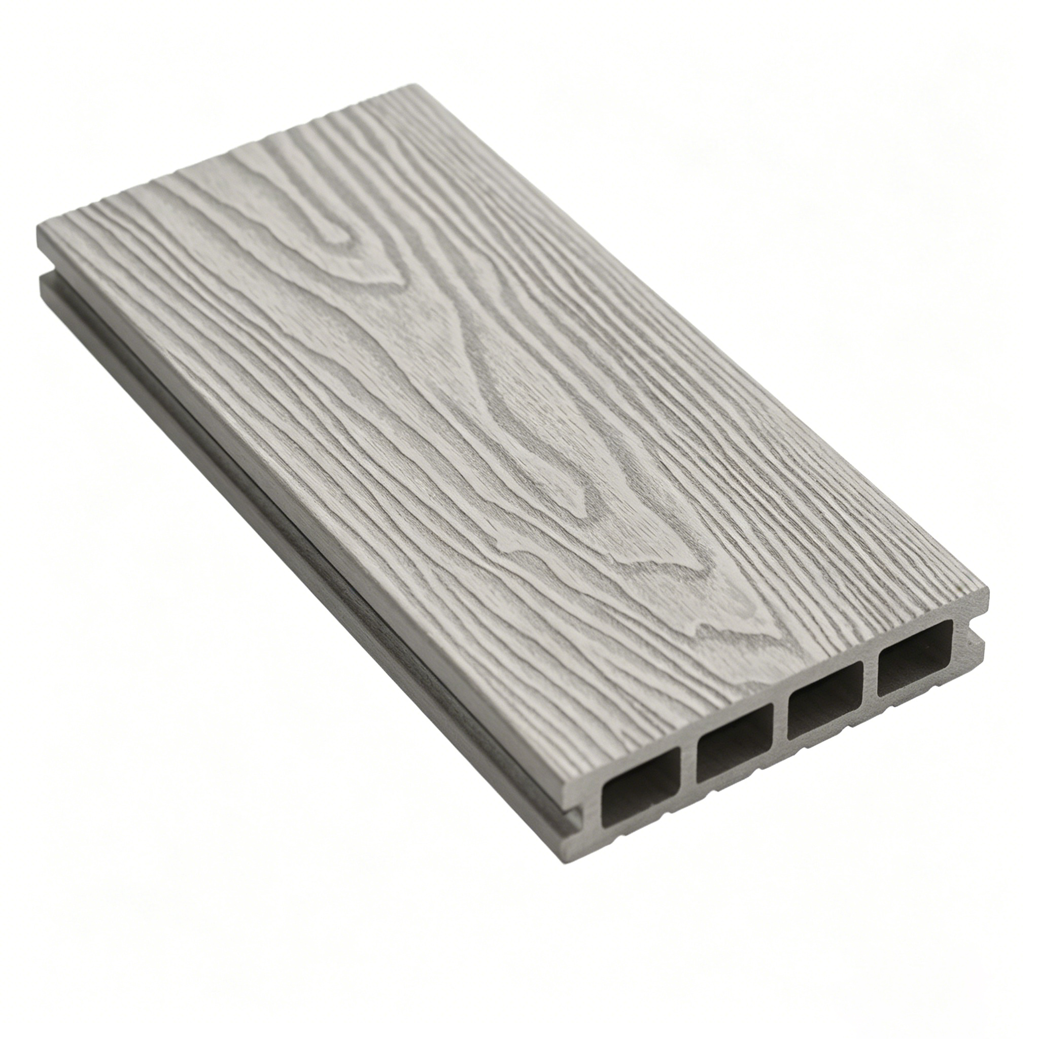 3D Embossed Wood Grain Texture on WPC Decking Board - Realistic Wood Look