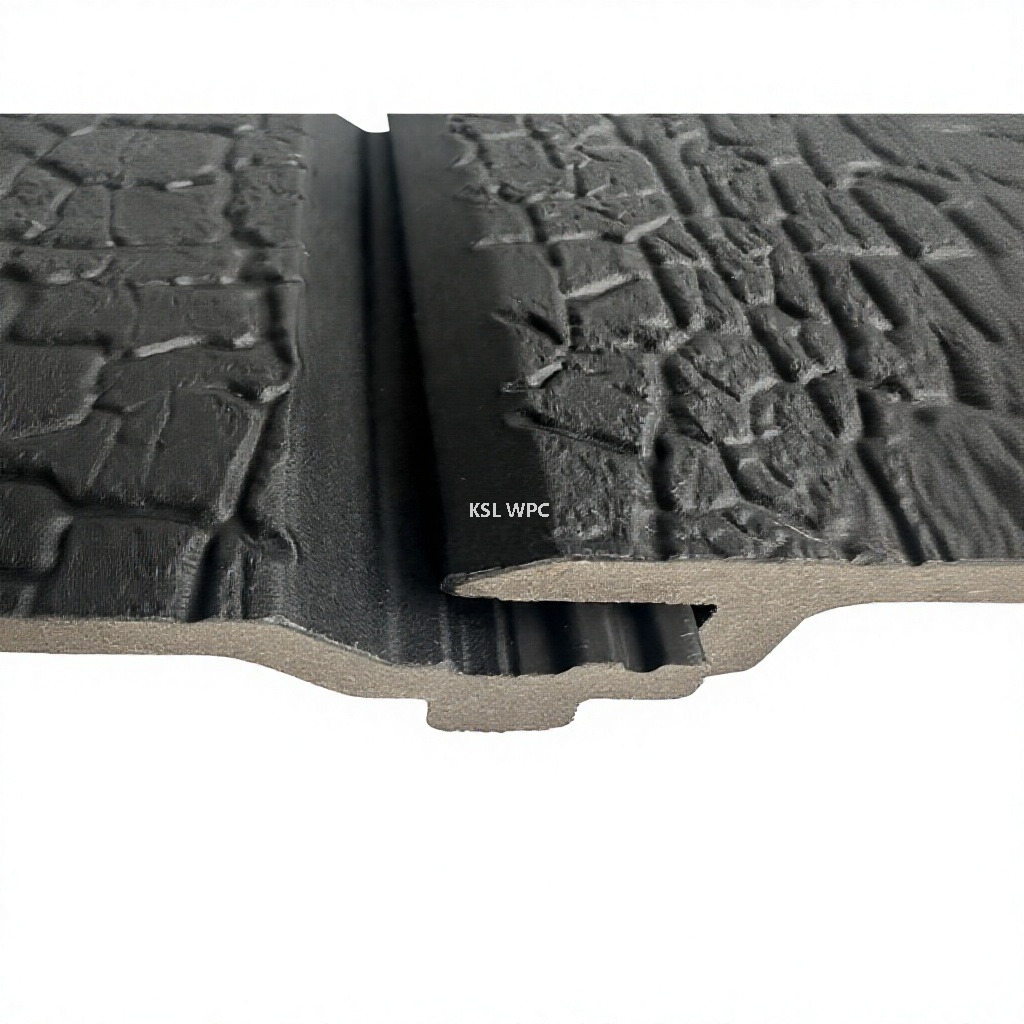3D Charred Shou Sugi Ban Texture and Waterproof UV Resistant Features of Black WPC Cladding Board