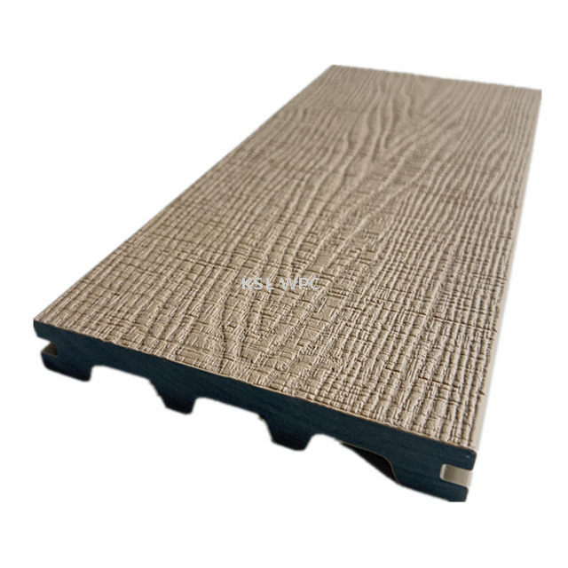 M-shaped solid co-extruded WPC decking ASA capped outdoor patio floor interlocking