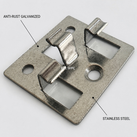 Hidden Metal Fastener System for WPC Outdoor Terrace Decking