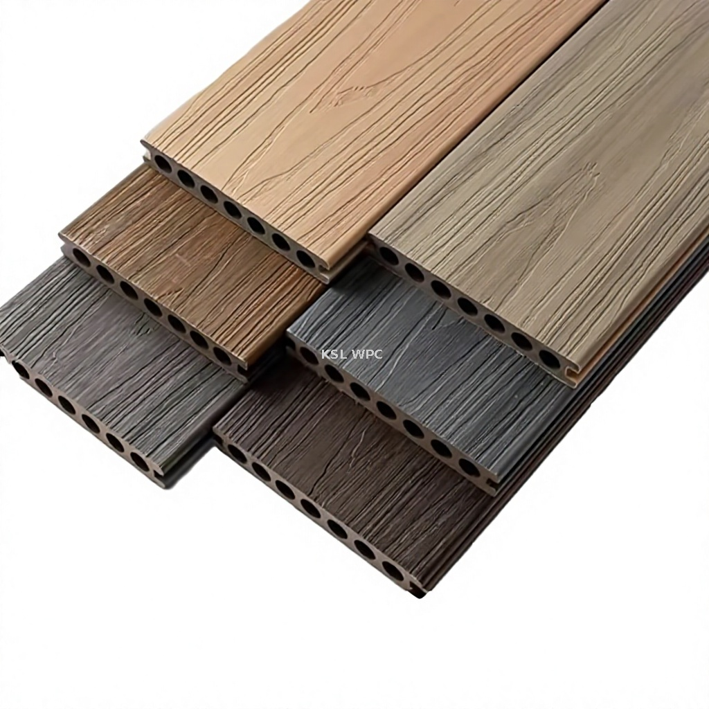 Deep wood grain co-extruded composite WPC deck pool side flooring