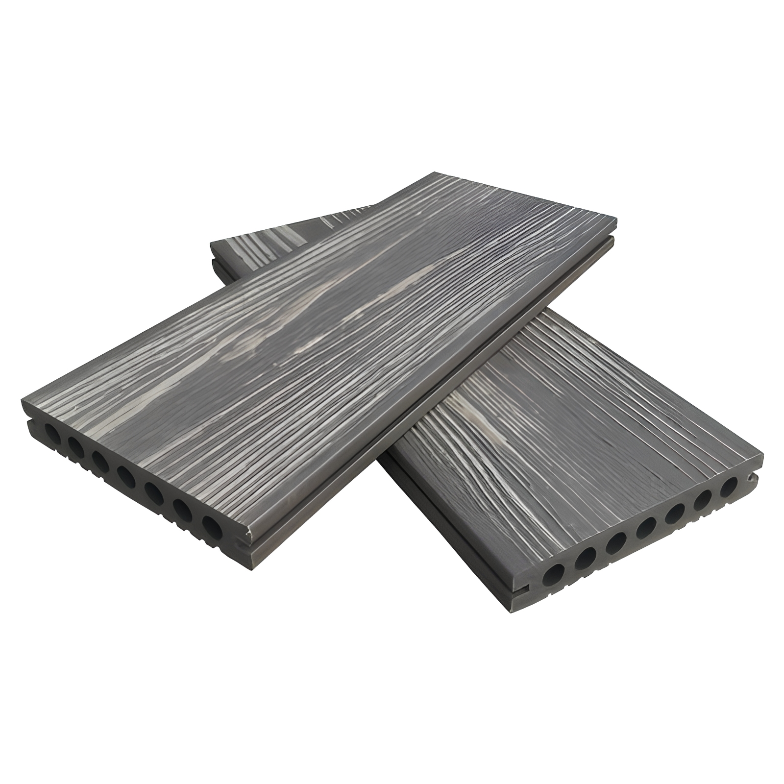 Co-extruded composite decking around swimming pool, outdoor floor
